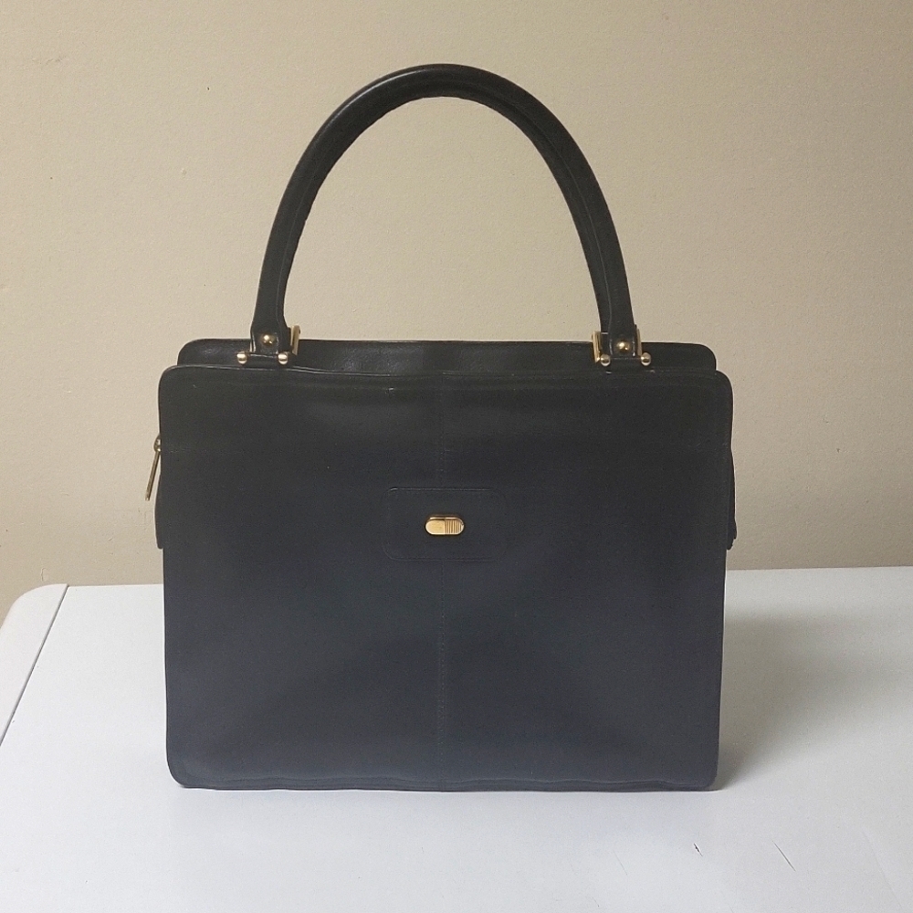 La Belle Montréal Genuine Black  leather hangbag / Shoulder Bag